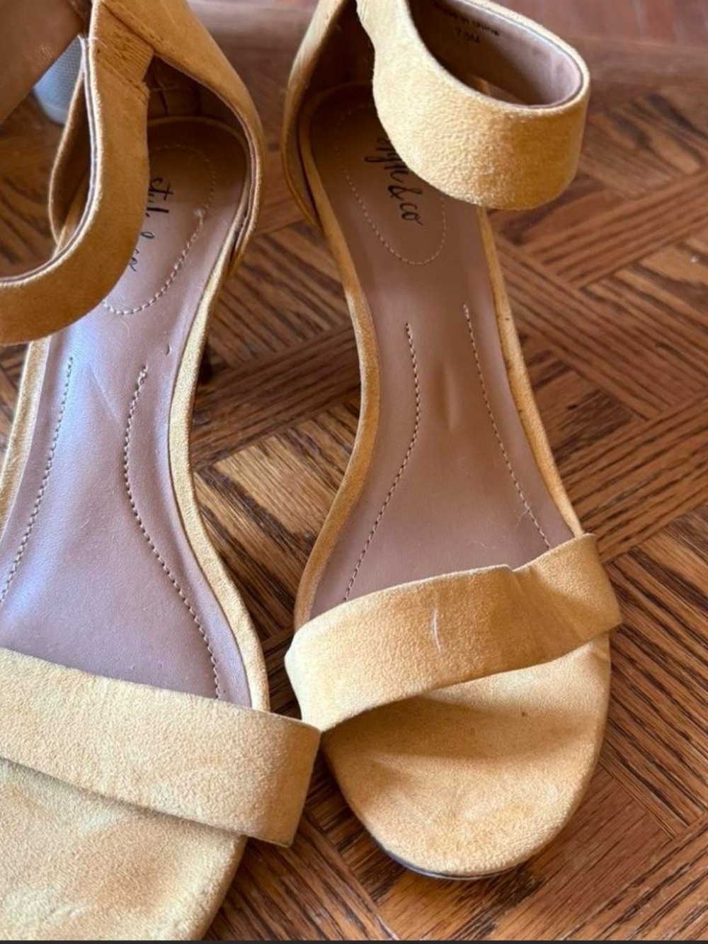 Style & Co. Yellow Suede Ankle-Strap Sandals